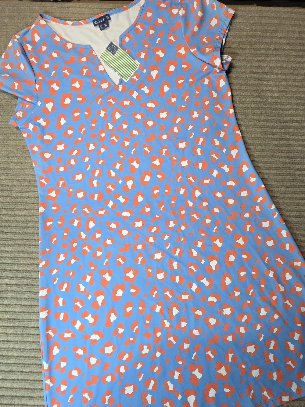 Melly M Dress Womens XL Leopard Print Blue Pink Stretchy Travel Resort